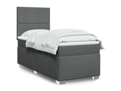Cama box spring con colchón tela gris oscuro 90x190 cm