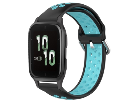Correa de reloj inteligente para Garmin Forerunner Sq2 Correa de reloj deportivo transpirable perforada de silicona de 20 mm (negro + azul)