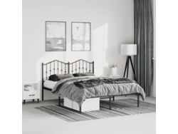 Estructura Cama Sin Colchón Con Cabecero Metal Negro 135x190 Cm