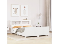 Estructura De Cama Sin Colchón Madera De Pino Blanca 150x200 Cm