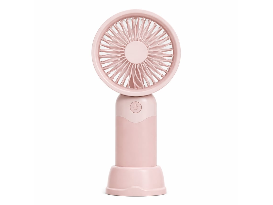 Ventoinha Portátil Com Base, 3 Velocidades E Suporte Para Smartphone Gandy 69367 Rosa