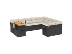 Maison Exclusive - Set De Sofás De Jardín 10 Pzas Cojines Ratán Sintético Negro