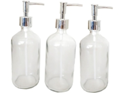 Conjunto De 3 Frascos De Vidro Com Bomba Dosadora De 500 Ml, Vazios E Recarregáveis, Para Loção.