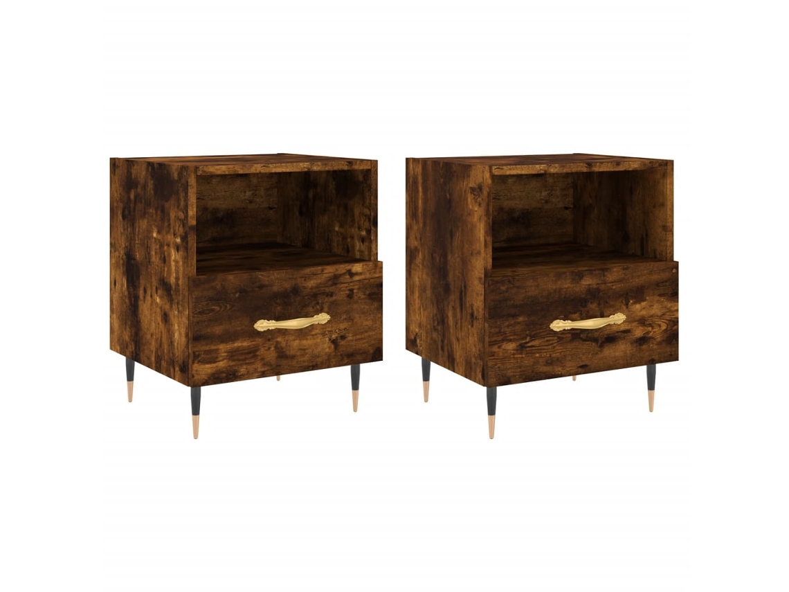 Maison Exclusive - Mesita Noche 2 Uds Madera Ingeniería Roble Ahumado 40x35x47,5cm