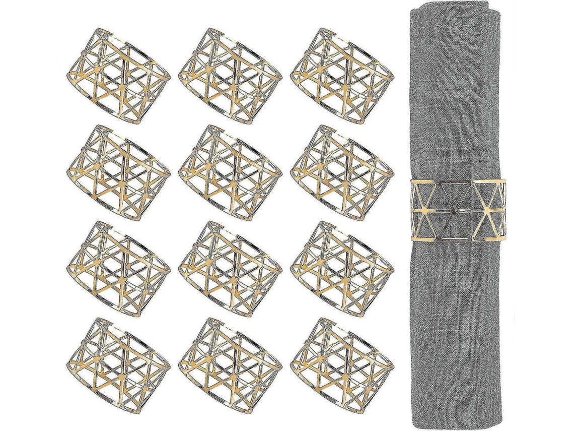 Anillos para servilletas Omni, 12 unidades, color dorado, soportes para servilletas para mesa de comedor y decoración.