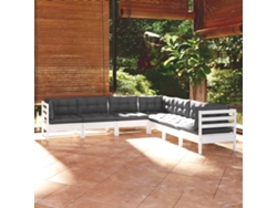 Conjunto de salón de jardín DKD Home Decor con cojines de pino macizo blanco
