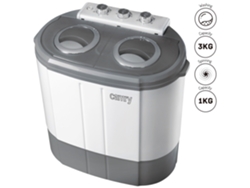 Mini Lavadora Centrifugadora Portátil, 3kg Lavado, 2 Compartimentos, Programa Lavado 15m Camry Cr 8052 Blanco/gris