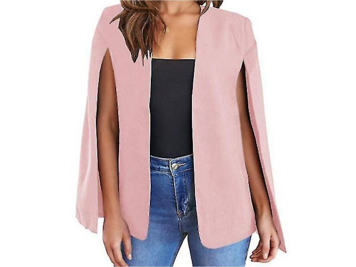 2026-chaqueta Casual Blazer Para Mujer Con Mangas Divididas Y Cuello De Chal Para Trabajo Y Ocasiones Informales M Rosa