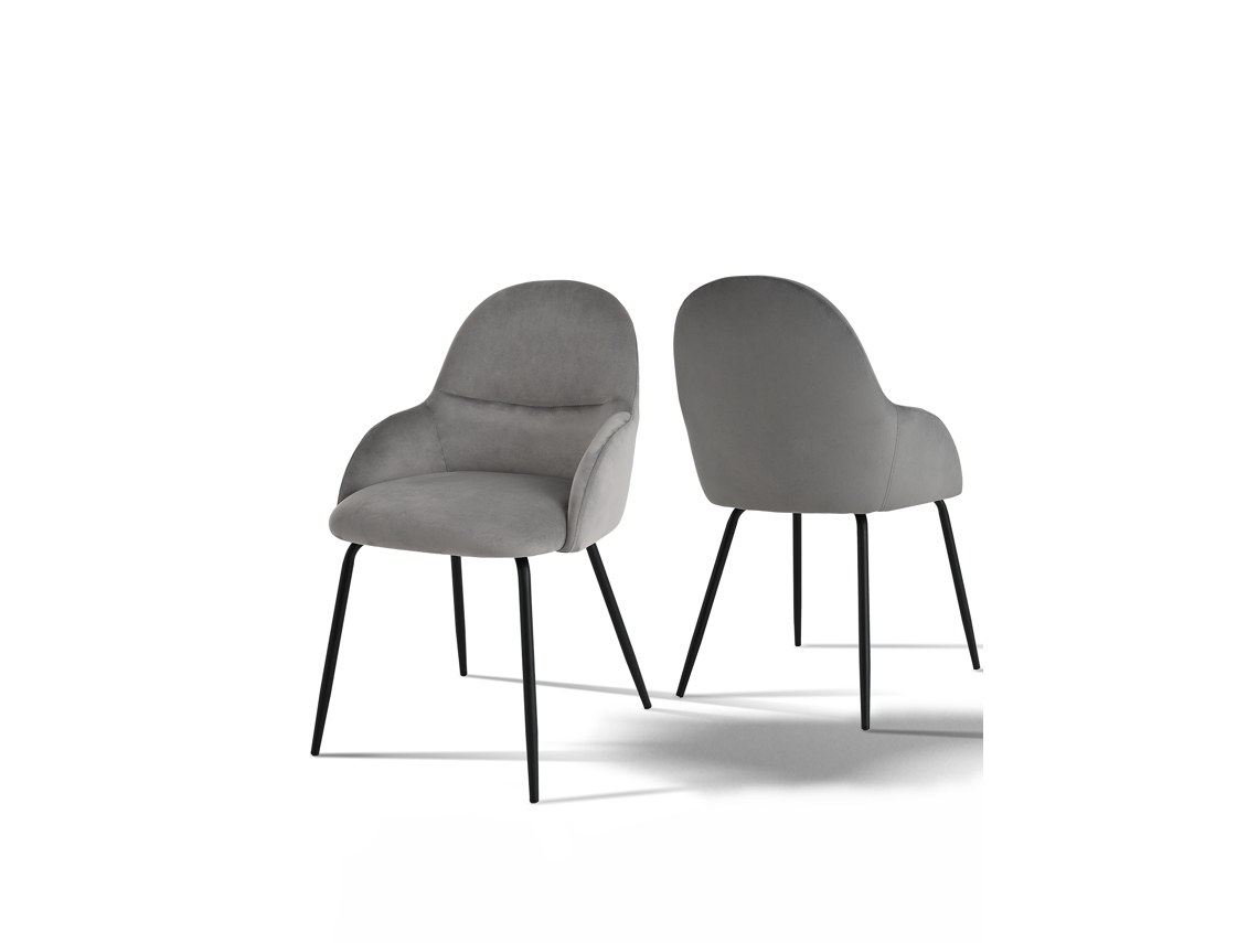 Sillas De Comedor Goeurvant 1438(pack De 2, Gris Claro, Terciopelo)