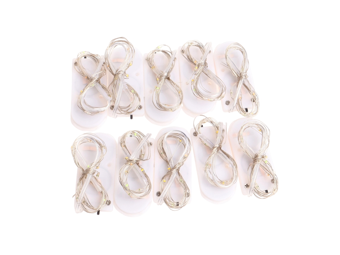 10 mini luces LED de cadena, luces LED de hadas a pilas, alambre plateado de 1 metro para decoración de fiestas, cajas de regalo, pasteles, etc.