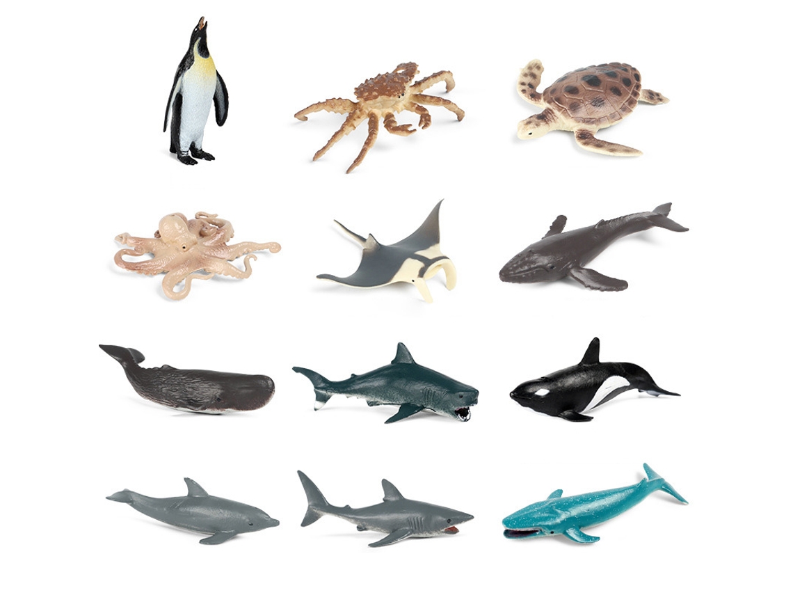 Juego de 12 miniaturas de animales de juguete educativos para niños.