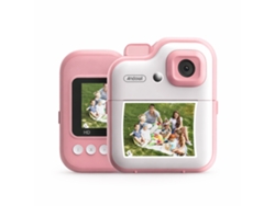 Cámara digital infantil con impresión instantánea, pantalla HD, Andowl C8 rosa + blanco
