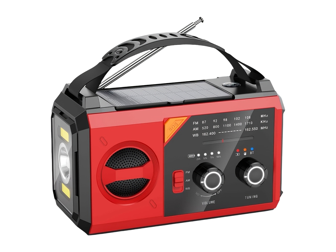 Radio de emergencia Viewleaf de 20 000 mAh con alerta meteorológica AM/FM/NOAA, carga solar y con manivela, batería recargable y alarma SOS.