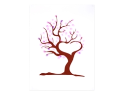 Árbol de bodas con tronco pintado de rojo