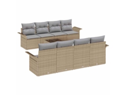 Maison Exclusive - Conjunto De Sofá De Jardín 9 Pcs Beige Y Gris Ratán Sintético