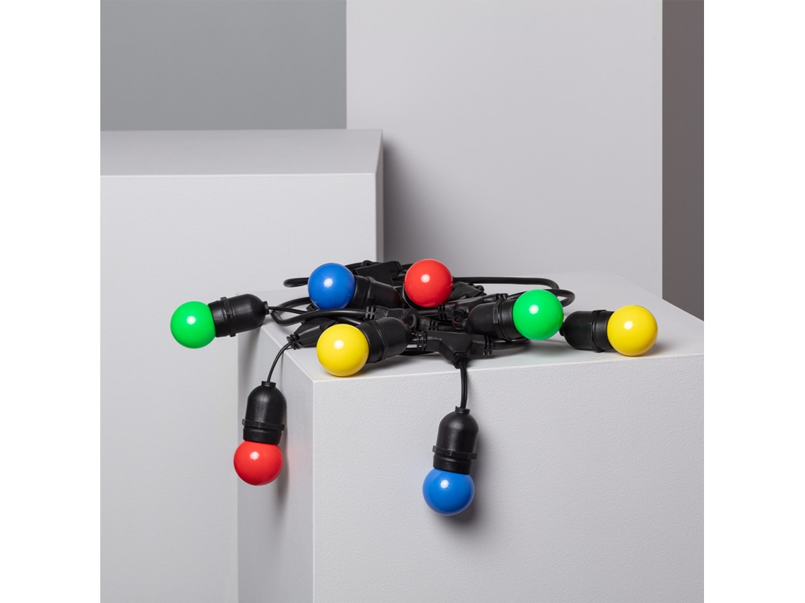 Guirnalda de Luces LEDKIA Waterproof Negro 8 Bombillas Led E27 G45 3W de Colores Multicolor (550 cm)