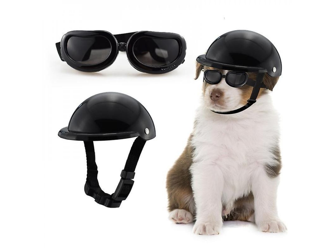 Casco De Seguridad Y Gafas Para Mascotas Moto Talla Ajustable Abs Plástico Ligero L