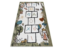 Alfombra Fun Hop Para Niños, Rayuela, Animales Verde (80 x 150 cm)