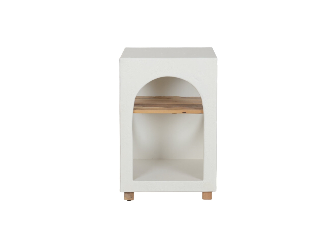 Mesita Auxiliar Madera Hormigon Blanco 40x40x60cm