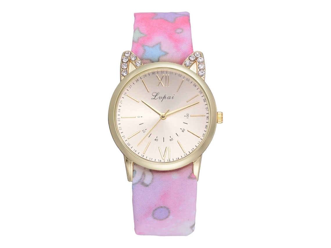 Reloj De Pulsera Para Mujer Con Correa De Tela Estampada Floral, Bonito Diseño De Cuarzo, Lvpai Rosa