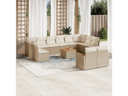Conjunto de 13 sofás de jardín con cojines de mimbre beige de DKD Home Decor