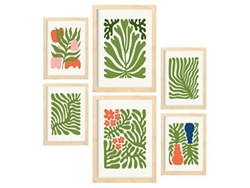 NACNIC Set De 6 Posters Minimalismo En Colores Vibrantes Perenne Láminas De Paisajes Y Naturaleza Para  Tamaños A3 & A4 Marcos Color Madera