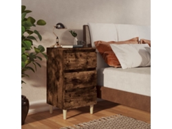 Mesas Cabeceira LOVELY HOME Mesinha Pernas Madeira 2Pcs 40X35X69 Cm Carvalho Fumado