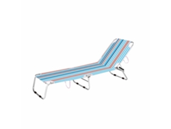 Tumbona Plegable Rayas Naranja Y Azul Playa Azul 187x58x24 Cm 10466 Marbueno