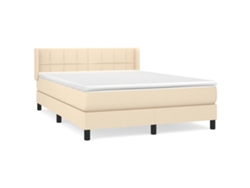 Maison Exclusive - Cama Box Spring Con Colchón Tela Color Crema 140x190 Cm