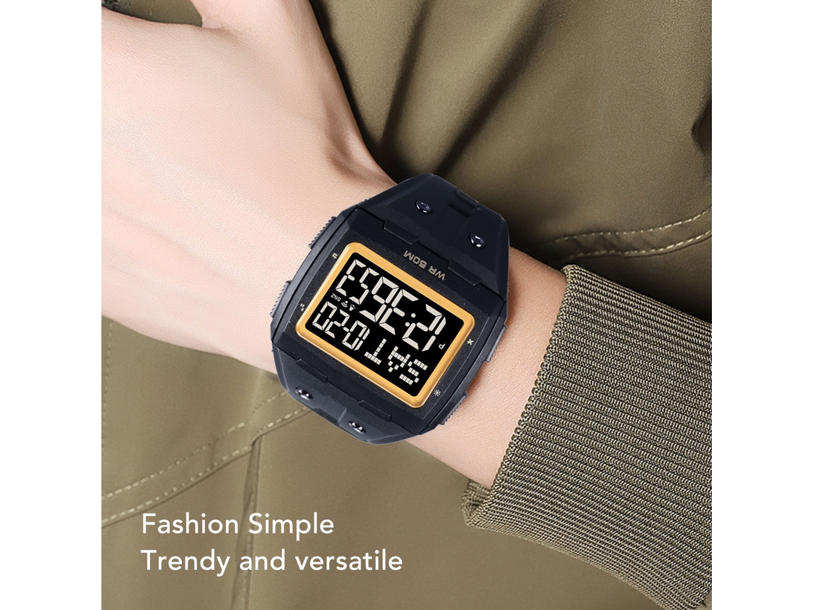 Reloj Deportivo Digital Para Hombre Con Led, Resistente Al Agua Hasta 50 M, Multifuncional.