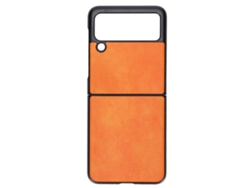 Capa De Couro Com Padrão De Lichia Para Samsung Galaxy Z Flip 3 - Proteção Total E Anti-choque Laranja