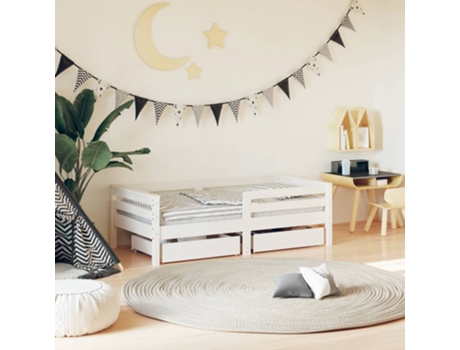 MAISON EXCLUSIVE - Estructura cama niños con cajones madera pino blanco 70x140 cm