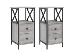 Juego de 2 mesitas de noche con diseño de madera gris, Sonoma EXCLUSIVA DE LA CASA