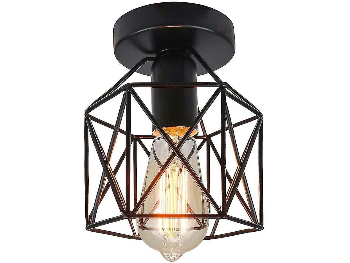 Lámpara de techo retro lámpara de hierro negro lámpara colgante industrial lámpara de jaula de metal