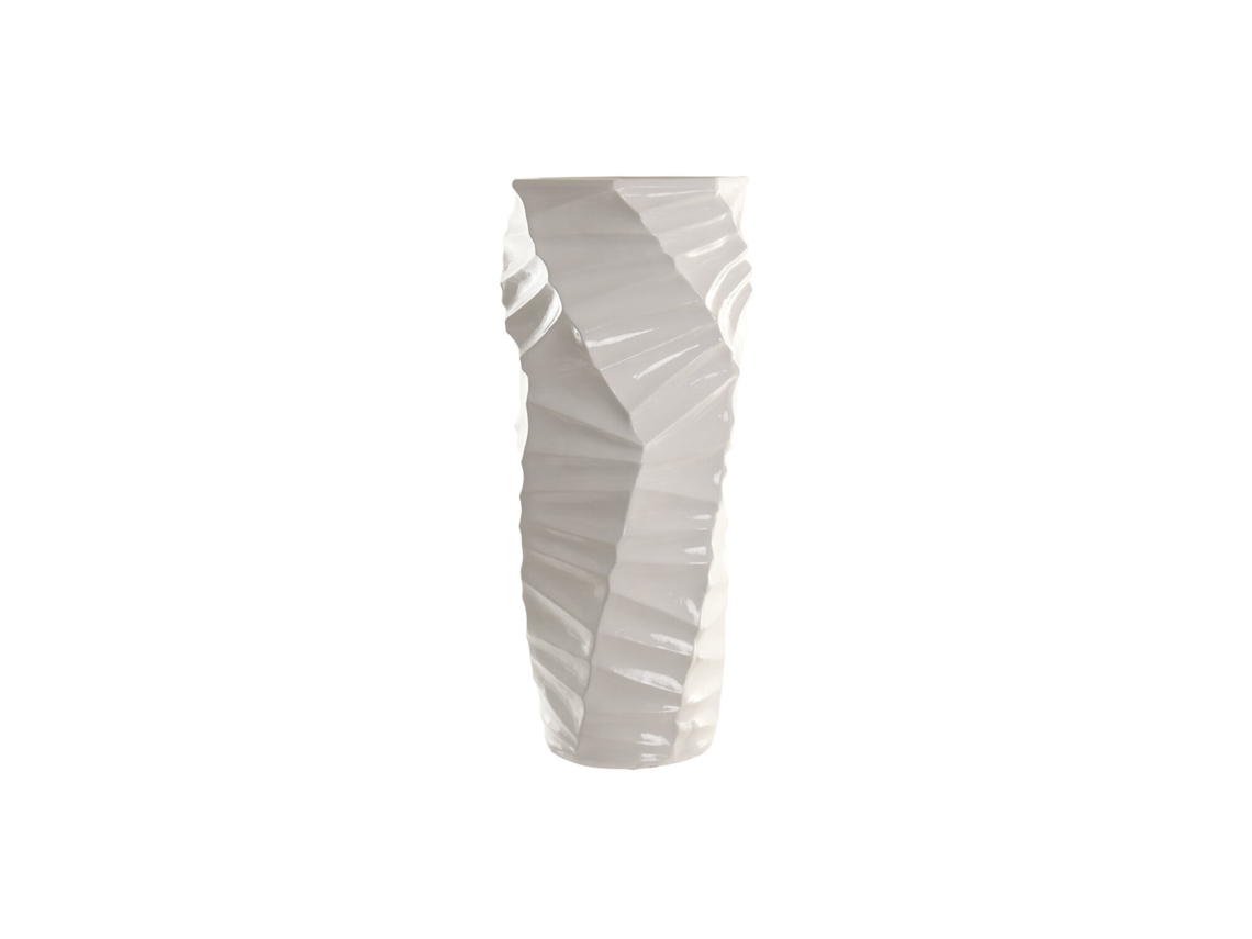 Macetero Fibra Vidrio Geometrico Blanco 40x40x92cm