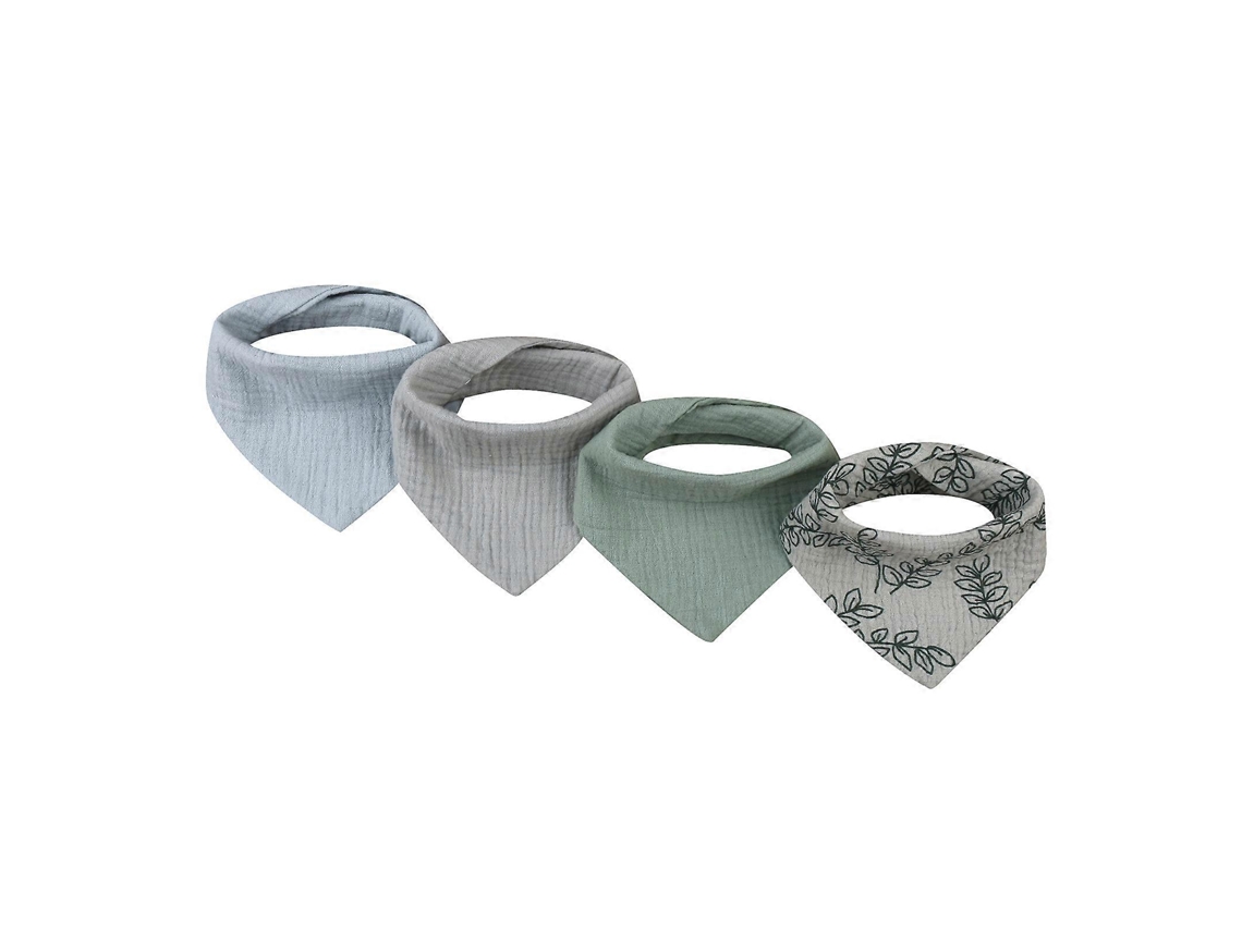 Baberos de algodón para bebé, 4 piezas, estampados/lisos, triangulares, cómodos, para babear, dentición, paño para eructar, toalla transpirable (par)