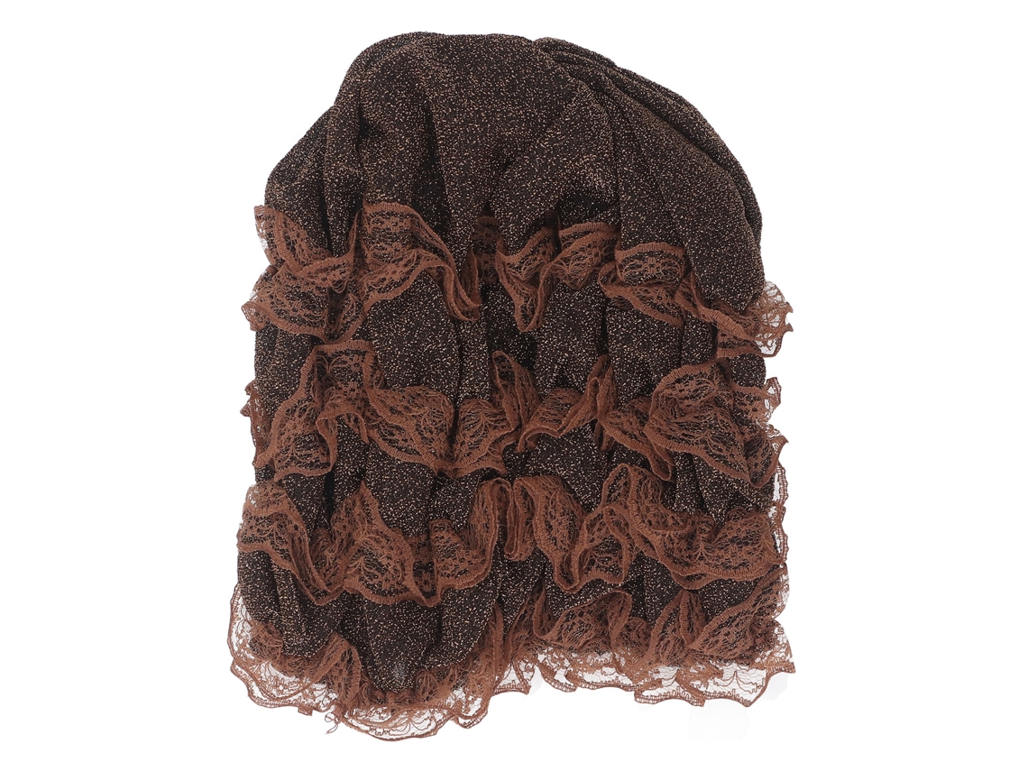 Turbante De Terciopelo Y Encaje Para Mujer, Pañuelo Para La Cabeza, Moda, Hogar Y Escuela, Marrón.