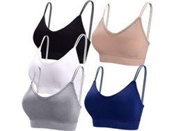 2026-5 Camisetas-sujetadores Para Mujer Escote V Sin Costuras Con Tirantes Y Almohadillas Removibles Para Dormir Y Uso Diario