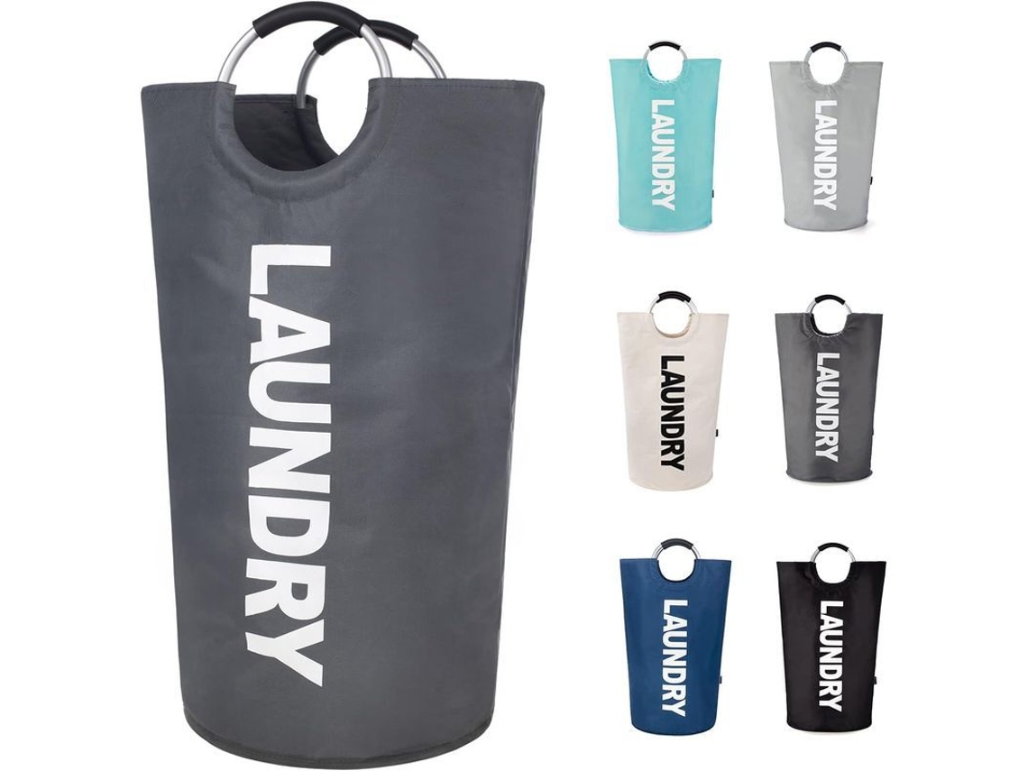 Bolsa Para La Ropa Sucia Con Asas Acolchadas, Impermeable Y Plegable - Gris Oscuro