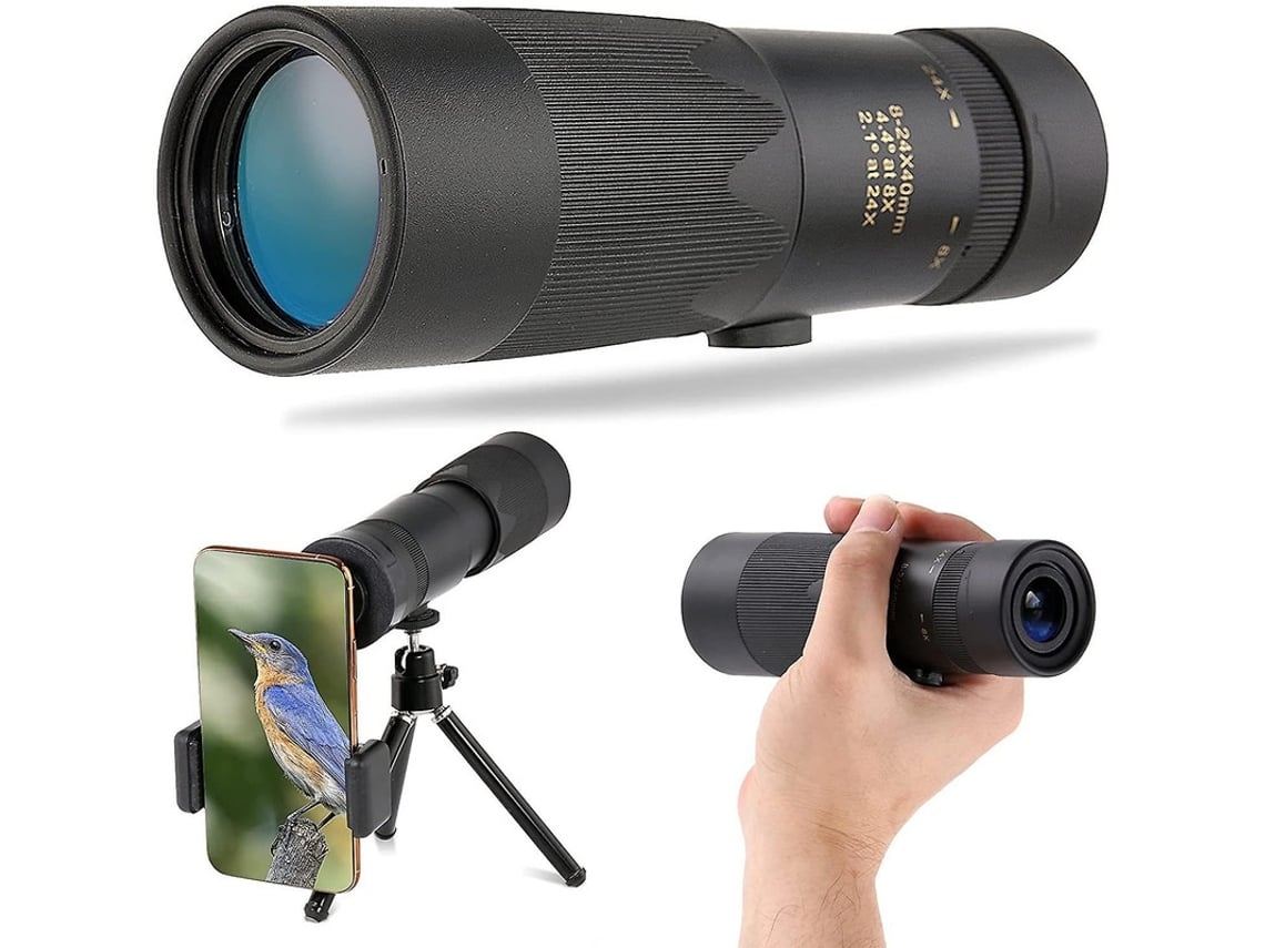Telescópio Monocular 8 24x40mm Hd Bak4 Visor Monocular De Prisma Com Suporte Para Smartphone E Tripé Para Observação De Pássaros Telescópio Facpoet