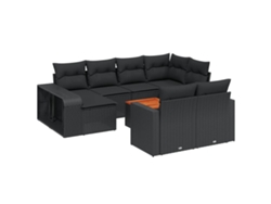 Maison Exclusive - Set De Sofás De Jardín 11 Pzas Y Cojines Ratán Sintético Negro