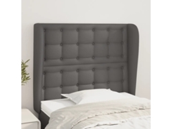 Cabecero Con Orejas Cuero Sintético Gris 93x23x118/128cm