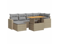 Conjunto de 7 sofás de jardín con cojines de mimbre beige MAISON EXCLUSIVE (7 piezas)