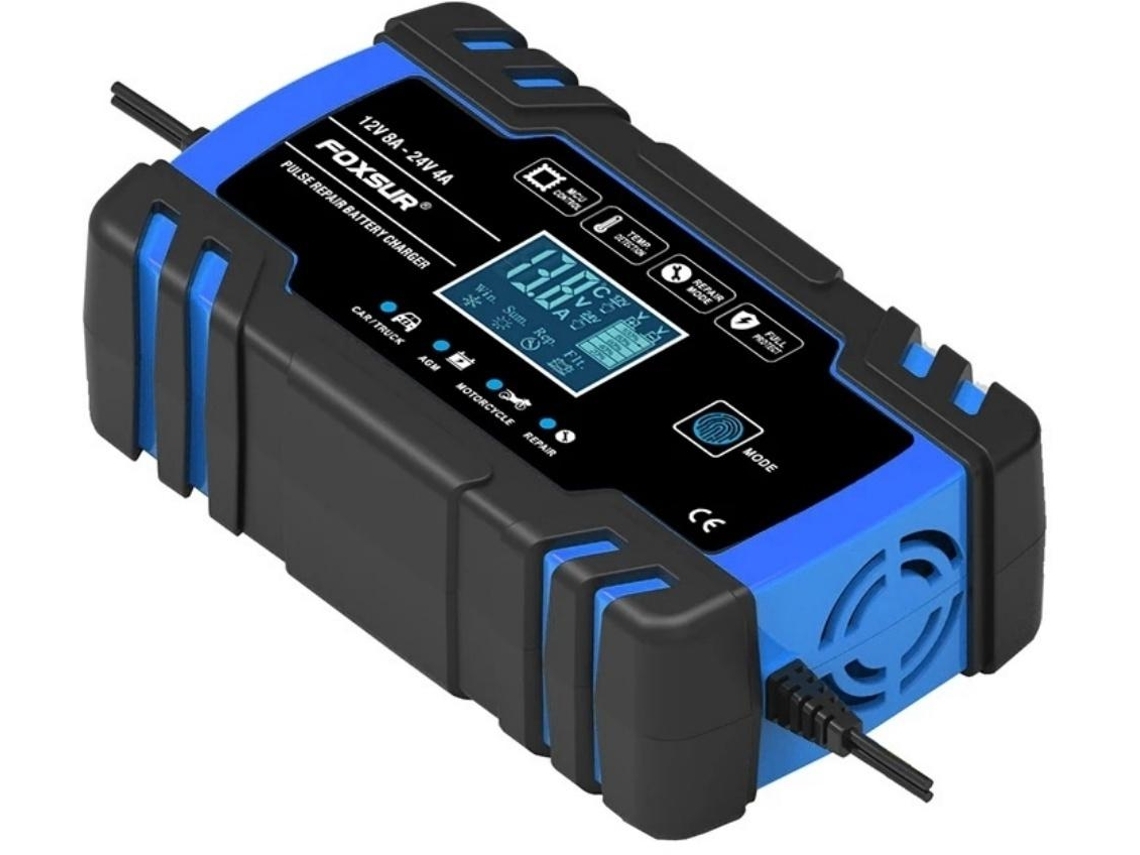 Cargador Batería Coche 12v 8a 24v 4a Reparación Carga Rápida Plomo Azul