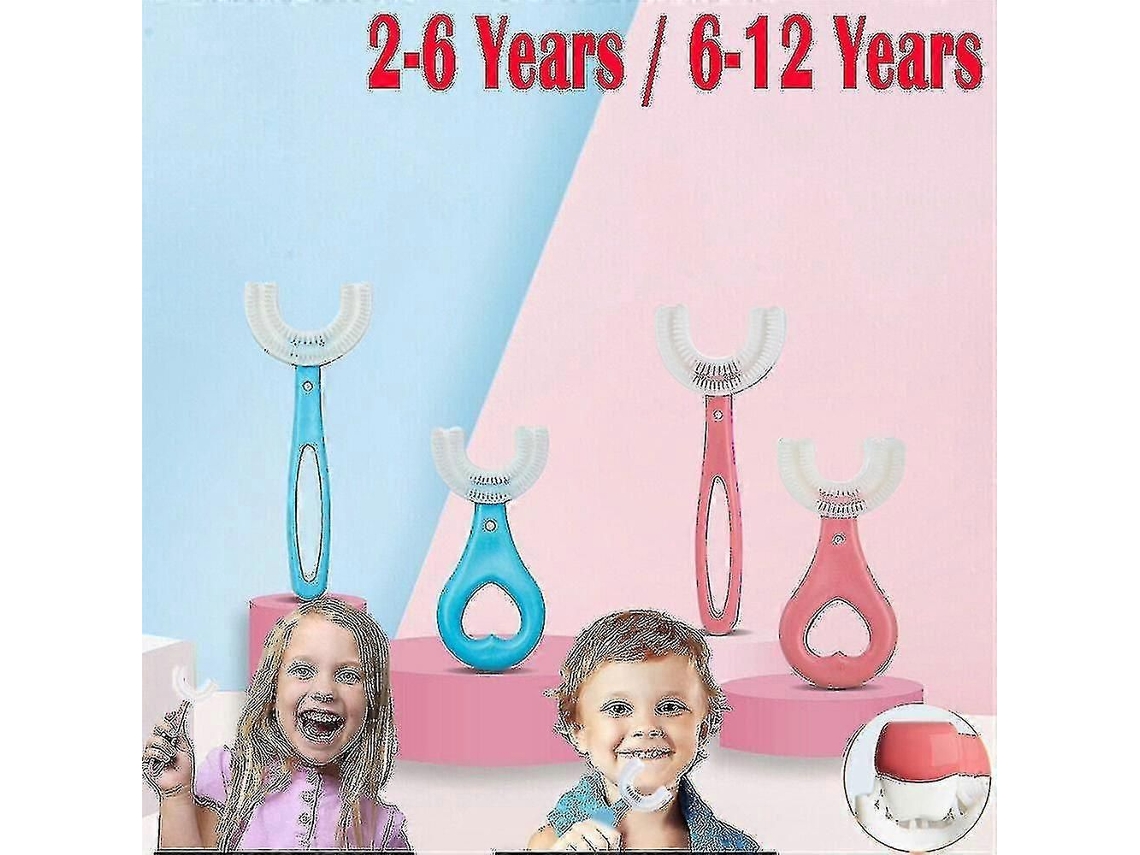Cepillo de dientes manual de silicona para niños, con forma de U, para la limpieza dental de niños de 2 a 12 años. GOKOCO