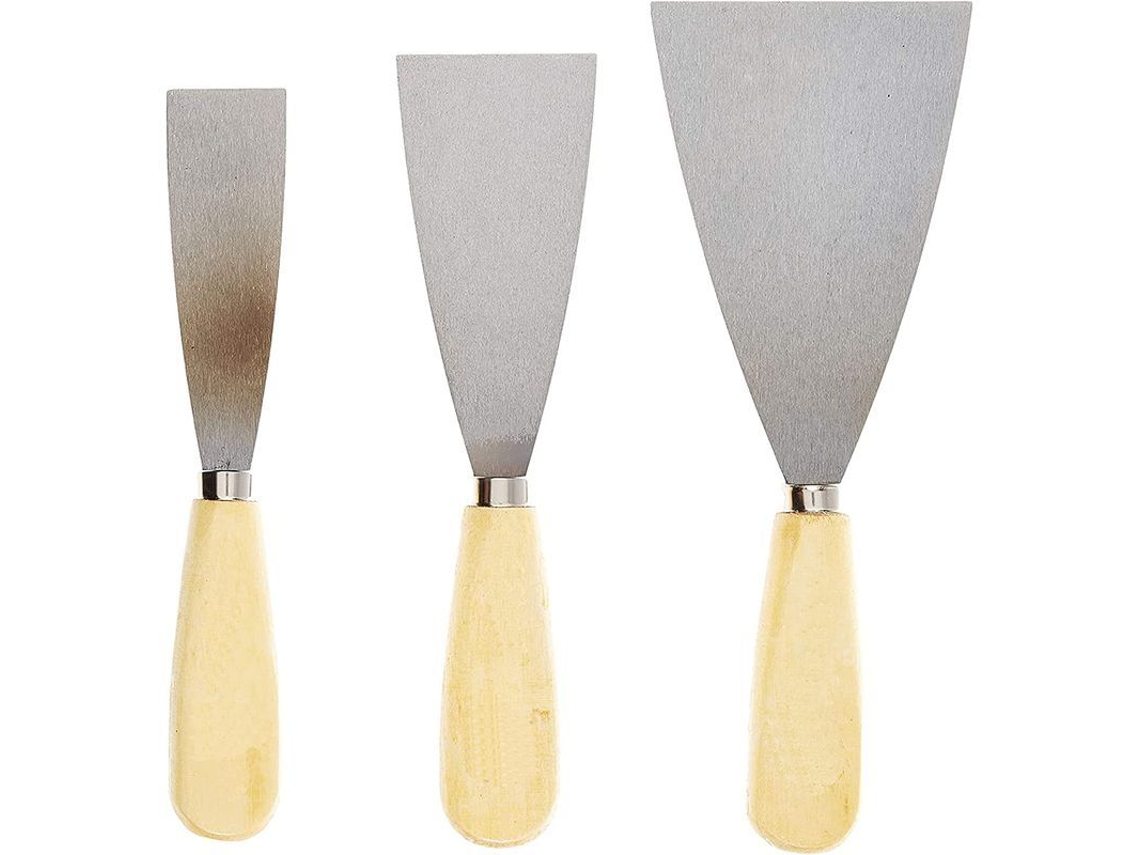 Juego De 3 Espátulas Con Mangos De Madera, 3 Tamaños: 7 Cm, 5 Cm, 3 Cm, Hoja Flexible De Acero Inoxidable.