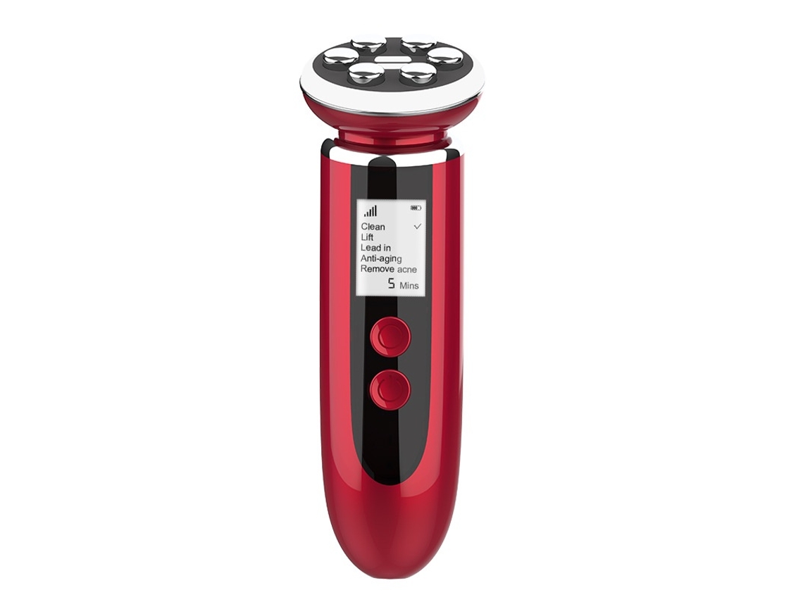 Masajeador facial multifuncional, dispositivo de rejuvenecimiento EMS, eléctrico - rojo CHRONUS