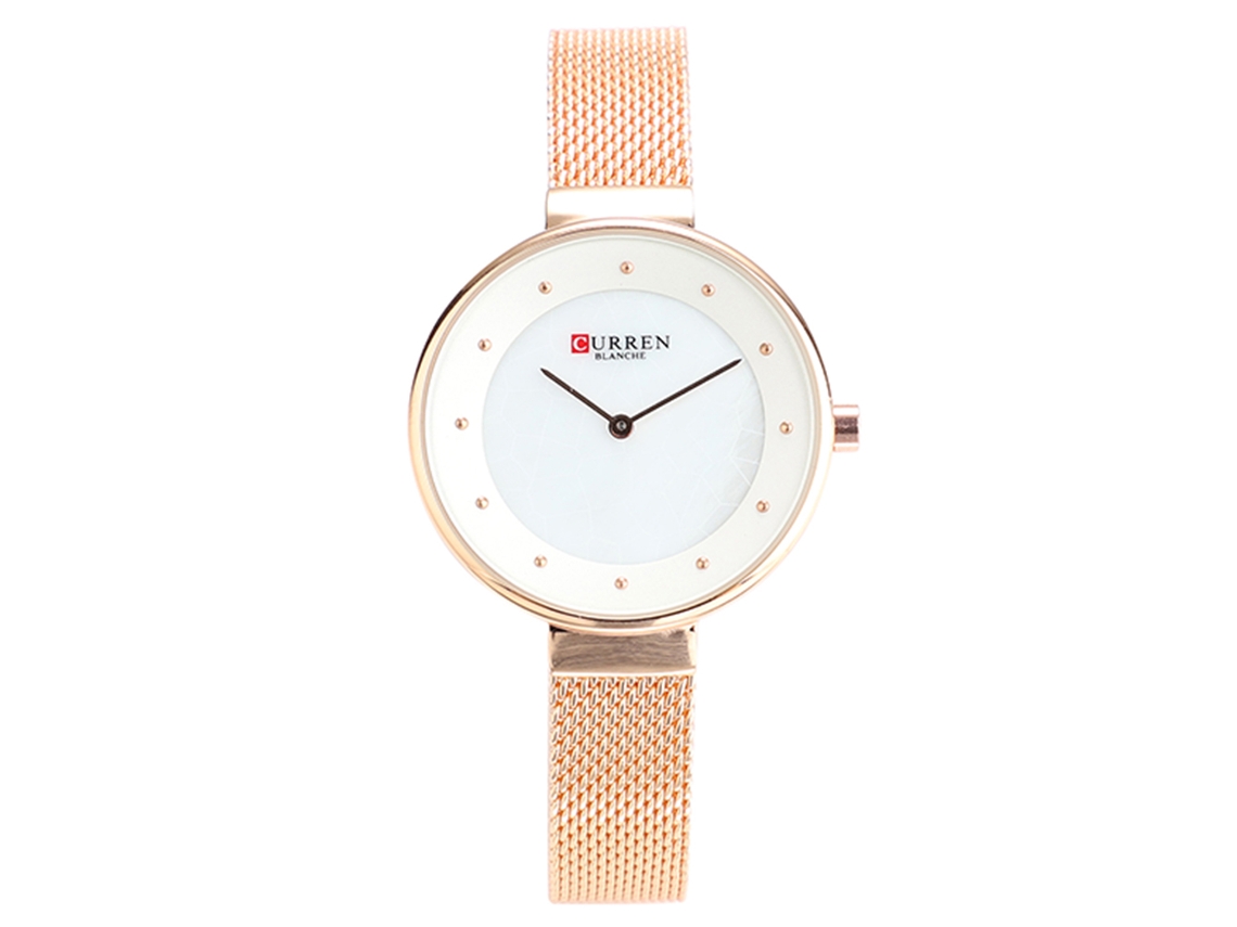 Reloj De Pulsera Analógico Para Mujer Con Correa De Malla, Movimiento De Cuarzo, Resistente Al Agua, Oro Rosa, Esfera Blanca.