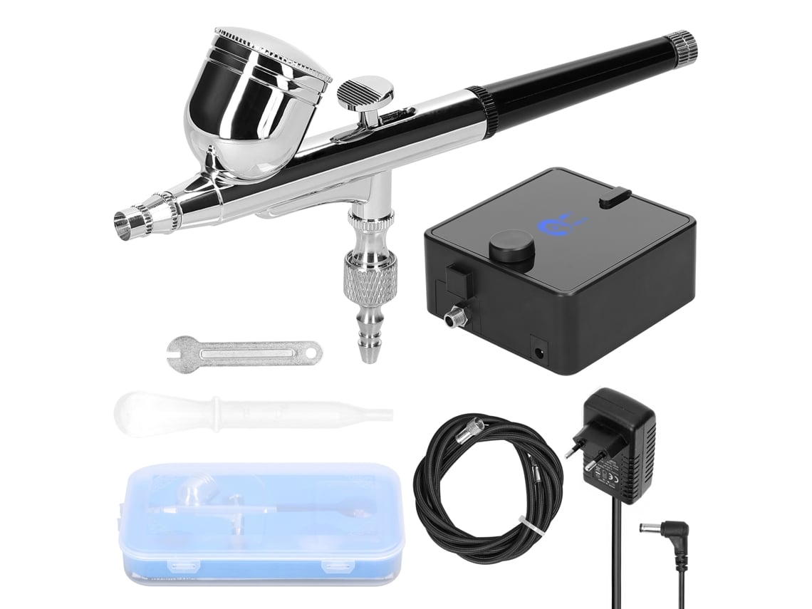 Kit profissional de compressor de ar para aerógrafo, 0,3 mm, bomba de ar com pressão máxima de 36 psi para modelismo e pintura DIY.