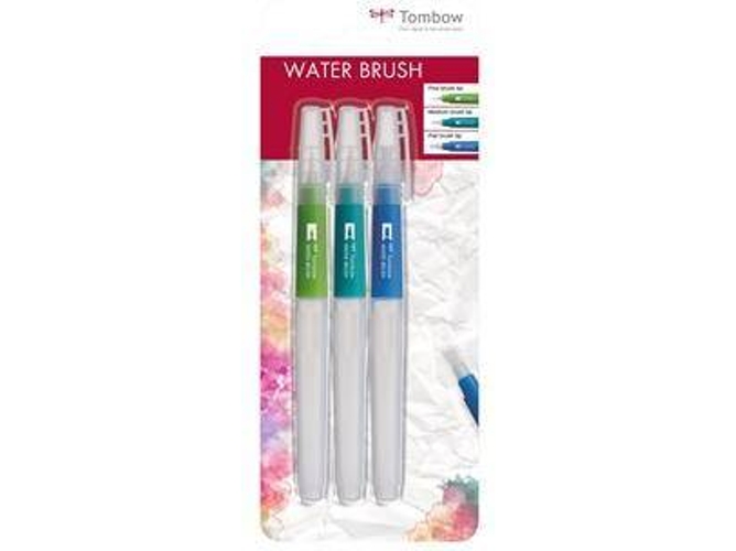Conjunto de 3 Pinceles TOMBOW (Punta biselada, pincel mediano, pincel fino - Multicolor)